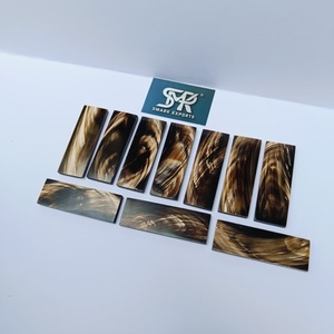 Manche de couteau artisanal en corne de buffle naturelle, rayures dorées, Gawa doré, épaisseur 6 mm, durable, poli de qualité supérieure, paire - Product Image 5