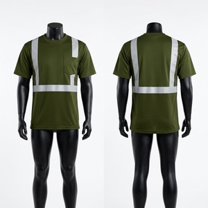 Camiseta de Trabajo Premium de 160 GSM, Algodón/Fibra de Bambú, Verde Oliva, Paneles con Cinta Reflectante en la Parte Delantera, Impresión Digital, Transpirable, Anti-UV, Secado Rápido - Product Image 1