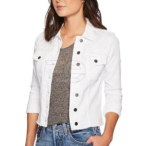 Washed Cotton Solid Custom Women <b>Jeans</b> <b>Jacket</b> Casual Regular Fit Outerwear Daily Wear Fashion Streetwear Button Front Breathable - Product Image 2