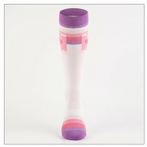 <b>Knee</b> <b>High</b> <b>Socks</b> Geometric Pattern White Pink Breathable Knitted for Adults Casual Summer Style - Product Image 1