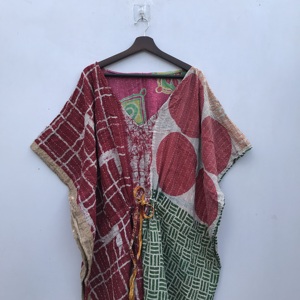 Venta al por mayor de caftanes árabes surtidos, estampados en bloque, ecológicos, transpirables, holgados, estilo Kantha, para playa, hasta la rodilla, de algodón natural. - Product Image 2