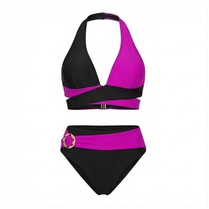Ensemble de yoga 2 pièces imprimé papillon bleu avec finition dorée, body à col en V profond et jupe portefeuille longueur genou - Product Image 1