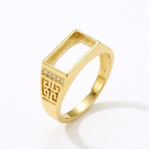 <b>Men's</b> <b>Signet</b> <b>Ring</b> 925 Sterling <b>Silver</b> Rectangle <b>Ring</b> Blank 7x14mm Gemstone Setting <b>Ring</b> Mount Custom Stone Setting Jewelry - Product Image 3