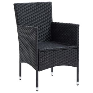 Set da pranzo in 7 pezzi in Poly Rattan in nero con comodi cuscini per cenare in giardino - Product Image 5