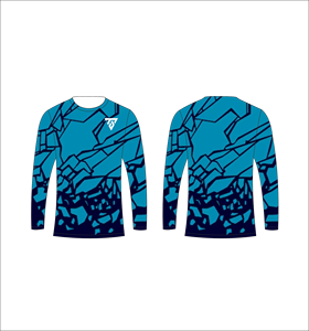 Camiseta de Manga Larga para Hombre, Color Azul Marino Turquesa, Diseño Geométrico Abstracto, Cuello Redondo, Estilo Casual, Ropa Deportiva, para Gimnasio y Entrenamiento - Product Image 1