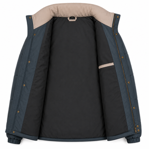 Chaqueta Acolchada de Invierno para Hombre, Estilo Urbano, con Bloques de Color, Cuello Alto, Detalles Reflectantes y Cremallera, Venta al Por Mayor - Product Image 5