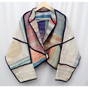Chaqueta Reversible de Algodón para Mujer, Estilo Boho, con Cuello Mandarín, Hecha a Mano, Vintage, con Parches Kantha, Ecológica y de Secado Rápido, ART&ART - Product Image 5