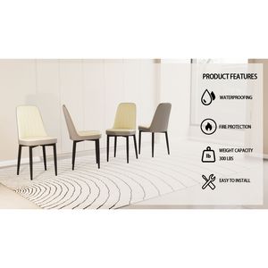 Set di 4 Sedie da Pranzo in Stile Moderno con Tessuto in Pelle PU di Alta Qualità e Cuscini Spessi e Morbidi, Gambe in Metallo Nero - Product Image 6