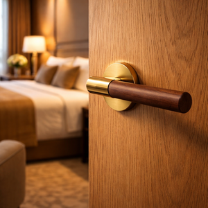 Poignée de porte extérieure moderne en laiton et bois de qualité supérieure HS 1122 |   Finition chromée / Or PVD / Or rose |   Designer de luxe - Product Image 3