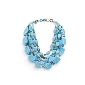 Newly Geometric Resin Beaded <b>Necklace</b> Multilayer <b>Blue</b> Statement Jewelry Fashion Acrylic Lucite Chain Design Party for Woman - Product Image 1