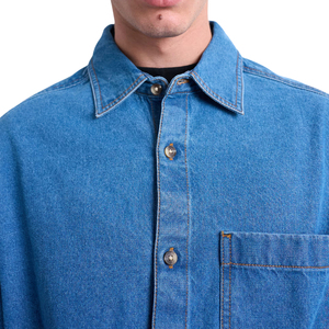 Camisas de mezclilla casuales de primavera para hombre, 100% algodón, manga larga, suaves, ajustadas, transpirables, lavado ácido, cortavientos, de secado rápido, con cierre frontal sencillo. - Product Image 6