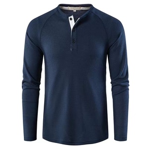 T-shirt décontracté pour homme, coupe régulière, manches longues raglan, en tissu gaufré, 100% coton, qualité supérieure, tailles européennes et américaines, idéal pour l'extérieur, fabriqué en Chine. - Product Image 3