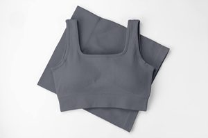 <b>High</b> <b>Waist</b> Elastic Women Booty <b>Shorts</b> Set Casual Custom Logo Women's Sports Bra And <b>Short</b> Sets White Color 100% Cotton Yoga Wear - Product Image 3