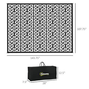 Tappeto da esterno riciclato in pile riciclato 9x12 pollici bianco e nero per sala da pranzo con borsa per camper e campeggio - Product Image 3