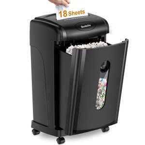 Durevole trituratore di carta a taglio incrociato a 18 fogli veloce da 7.93 galloni cestino P-4 a livello di sicurezza sistema a prova di inceppamento automatico per carta di credito - Product Image 1
