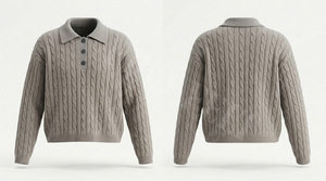 Pull en maille tendance et élégant à col polo, confortable pour homme, vente en gros, chemises polo en coton et polyester - Product Image 3