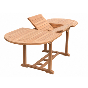 Outdoor <b>Dining</b> Solid Teak <b>Extendable</b> Oval Patio <b>Table</b> Traditional Design Butterfly Extension Garden Resort Wholesale - Product Image 3