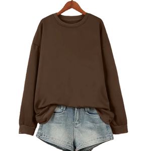 Sweat-shirt en tricot surdimensionné respirant brodé d'hiver pour femmes 100% coton Vêtement décontracté Coupe ample Logo avant - Product Image 1