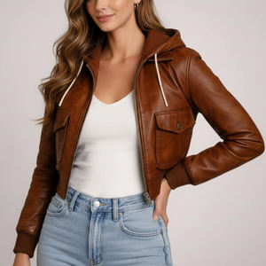 Veste extérieure en cuir véritable pour femme, vêtements d'hiver pour les besoins quotidiens de la mode - Product Image 4