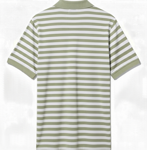 เสื้อเชิ้ตผู้ชายแฟชั่นทันสมัยสีเขียวมะกอกอ่อนสไตล์วินเทจติดกระดุม  โลโก้ด้านหน้า แขนสั้น ระบายอากาศได้ดี ผลิตจากผ้าถักผสมโพลีเอสเตอร์ รับผลิตแบบ OEM - Product Image 2