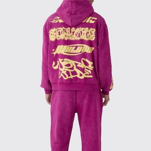 Ensemble de survêtement à capuche streetwear, sweat-shirt et pantalon unisexe, coupe ample, en coton, pour l'automne, survêtement homme avec impression en relief - Product Image 3