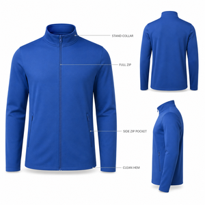 Veste de sport à fermeture éclair intégrale, col montant, pour entraînement, jogging et fitness, en polyester et élasthanne, avec logo personnalisé, fabrication usine - Product Image 3