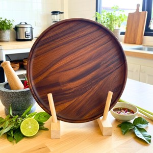 Assiette et bol ronds classiques en bois durables pour servir les aliments, vaisselle de camping réutilisable et écologique - Product Image 1
