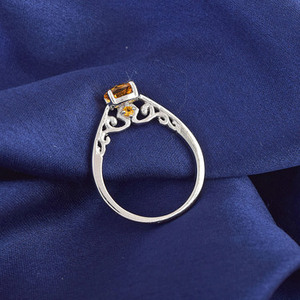 Bague fine solitaire vintage en argent sterling 925 massif avec citrine naturelle facettée à quatre griffes pour femme - Product Image 5