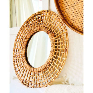 Espejo de Pared Colgante de Jacinto de Agua Estilo Bohemio, Diseño Floral, Decoración para Dormitorio, Hecho en Vietnam, Paquete de Varias Piezas - Product Image 3