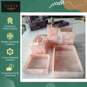 Excellent Quality Luxury Eco-Friendly Rose Quartz Natural Stone <b>Bathroom</b> <b>Accessories</b> <b>Set</b> Available with Customized Size - Product Image 5