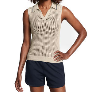 เสื้อกั๊กโปโลถักน้ำหนักเบาสำหรับผู้หญิง รุ่นยอดนิยม พร้อมโลโก้สั่งทำ OEM แบรนด์ส่วนตัว คุณภาพสูง - Product Image 1