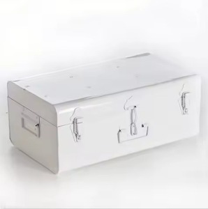 Juego de baúles de lujo modernos apilables con acabado de bronce de calidad sin óxido, baúl de terciopelo con correa de hebilla de cuero, caja de almacenamiento decorativa para muebles - Product Image 6