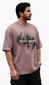 Camiseta de Hombre Oversize con Cuello Redondo, Estampado Gráfico de Rayo Rosa Empolvado, Estilo Urbano, Manga Corta, Tejido de Punto - Product Image 2