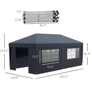 Blue 10x19.5ft Pop up <b>Canopy</b> <b>Tent</b> with Adjustable Height Sidewalls and Wheeled Bag for Event Shelter Convenience - Product Image 3