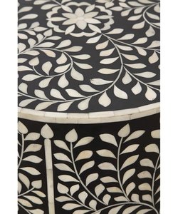 Floral Bone Inlay MDF Side Table and Wardrobe Handmade Smooth Finish Bedside table Bedroom End Table Artisan Furniture - Product Image 2