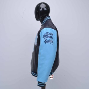 Premium Quality Jackson State Varsity <b>Jacket</b> Men's Genuine Leather Black Light Blue Embroidery <b>Fleece</b> <b>Lined</b> Casual Winter Wear - Product Image 6