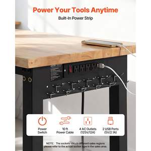 Banc de travail en bois de chêne réglable de 72 x 24 pouces, capacité de 5000 livres, table de travail en bois massif robuste pour garage, atelier, bureau à domicile - Product Image 5