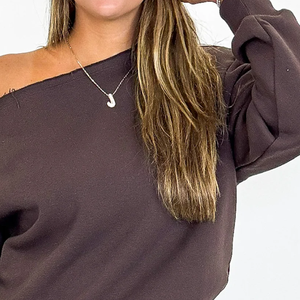 Sudadera de Felpa Francesa para Mujer, Estilo Sorority, Hombros Descubiertos, Corte Holgado, con Pantalones Deportivos de Cintura Alta, Ropa Casual de Calle - Product Image 5