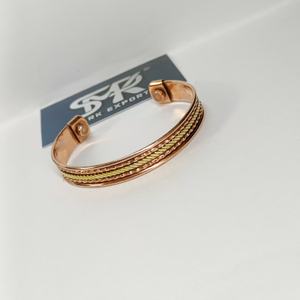 Elegant Traditional <b>Magnetic</b> Copper Open Cuff Bangle Handmade Adjustable <b>Bracelet</b> with Chain Strip Design Lightweight - Product Image 6