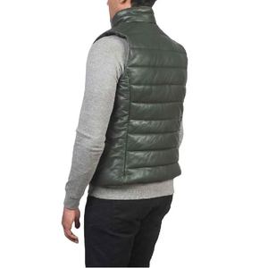 Chalecos Acolchados de Cuero Verde para Hombre, Chaqueta sin Mangas Elegante, Ropa de Abrigo Cálida, Perfecta para Actividades al Aire Libre en Invierno, Estilo Moderno - Product Image 2