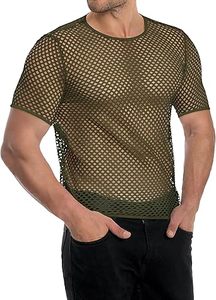 New Arrival 2026 <b>Fishnet</b> Top Undershirt T-shirts Sexy Clubwear Sheer Men's Mesh T Shirts Net See Through Breathable LOW MOQ - Product Image 4