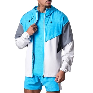 Breathable Solid <b>Design</b> Two Piece Outfit Casual Mens Logo Windbreaker Shorts Lightweight Windbreaker Short Set Men 2027 - Product Image 4