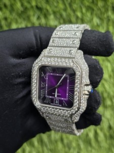Reloj Automático de Lujo Unisex, Cuadrado, de Acero Inoxidable, con Cristal de Zafiro, Esfera de 41 mm, Bisel de Moissanita, Visualización de Fecha Analógica, Correa - Product Image 5