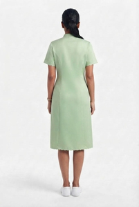 Robe longue tricotée écologique pour personnel hospitalier, infirmières, vente en gros, uniforme médical à manches courtes et col montant pour femmes - Product Image 2