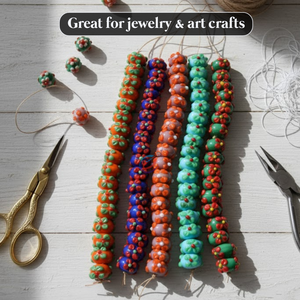 EXCEL EXPORTS Perles en verre soufflé artistique multicolores, taille 16 mm, brin de 8 pouces, forme Rondelle |   Fournitures pour la fabrication artisanale - Product Image 3