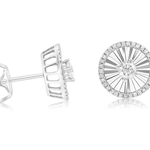 0.40 CT Sun Burst Diamond <b>Stud</b> Earring 18K Gold Plated Luxury Modern Geometric Women's Anniversary - Product Image 1