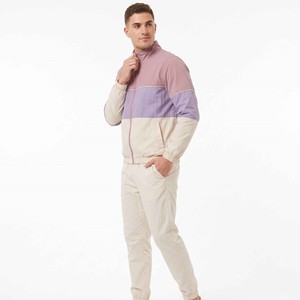 Custom Men's Color Block Nylon Tracksuit Windbreaker <b>Jacket</b> and Snap Button Pants Set Streetwear Sportswear OEM ODM - Product Image 5