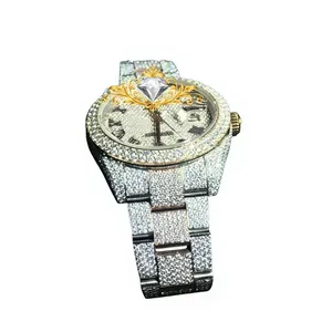 Skjewely – montre-bracelet de luxe en cristal pour femmes, cadran rond en acier inoxydable, mouvement à Quartz analogique, 41mm, bijoux à la mode - Product Image 2