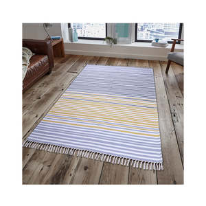 Vente en gros de tapis d'intérieur de qualité supérieure du fabricant indien 100% coton Ensemble de tapis brodés rayés faits à la main Exposition - Product Image 1