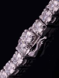 925 Sterling <b>Silver</b> Gold Plated Moissanite Tennis Necklace Round Brilliant Cut Link Chain Unisex Hip Hop Jewelry Gift - Product Image 5